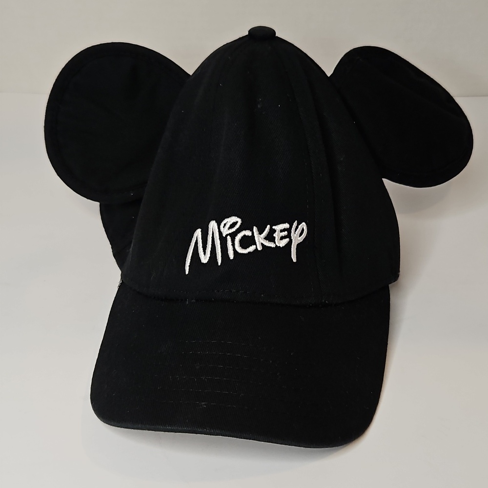 Disney Mickey Ears Black Hat Snapback for Kids w White Embroidery